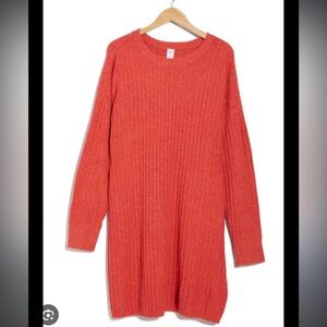 NWT! Melrose and Market Ribbed Sweater Mini Dress in red polish size SMALL